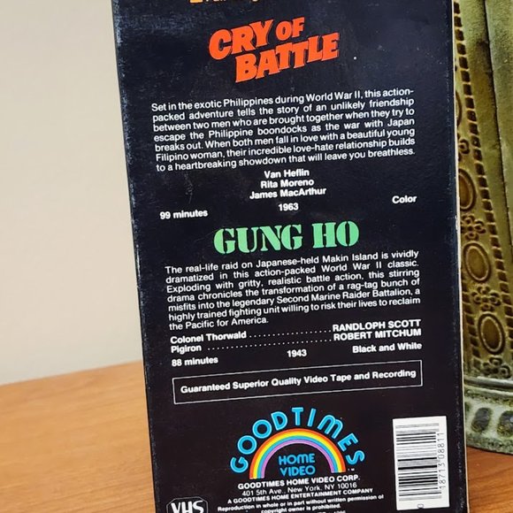 Gung Ho/Cry Of Battle - 1986 Goodtimes Double Feature VHS - Picture 3 of 4